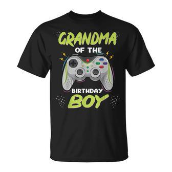 Grandma Of Birthday Boy Matching Video Gamer Birthday Party Unisex T-Shirt | Mazezy