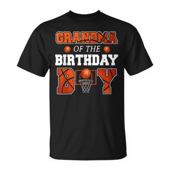 Grandma Of The Birthday Boy Basketball Grandma Funny Unisex T-Shirt | Mazezy