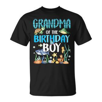 Grandma Of The Birthday Boy Sea Fish Ocean Animals Aquarium Unisex T-Shirt | Mazezy