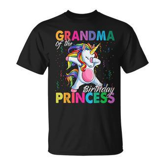 Grandma Of The Birthday Princess Girl Dabbing Unicorn Theme Unisex T-Shirt | Mazezy DE