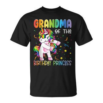 Grandma Of The Birthday Princess Girl Gift Flossing Unicorn Unisex T-Shirt | Mazezy
