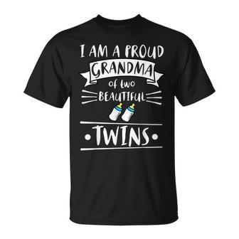 Grandma Of Twins Proud Of Twin Boys & Girls Gift Unisex T-Shirt | Mazezy