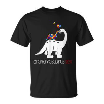 Grandmasaurus Dinosaur Autism Awareness Fun Grandma T Unisex T-Shirt | Mazezy