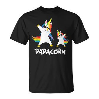 Grandpa Dad Papa Unicorn Papacorn Dab Dabbing T T-Shirt - Seseable