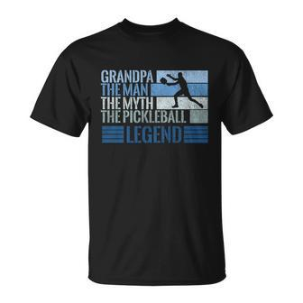 Grandpa Myth Pickleball Legend Vintage Blue Graphic Funny Gift Unisex T-Shirt - Monsterry
