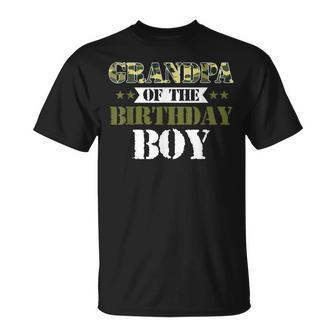 Grandpa Of The Birthday Boy  Papa Camo Green Army Party Gift For Mens Unisex T-Shirt