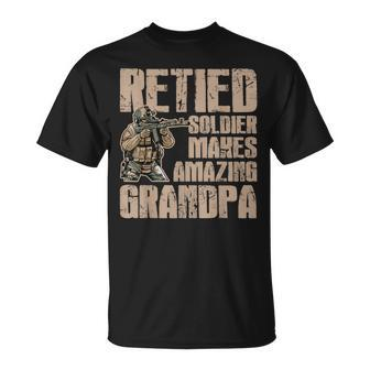 Mens Grandpa Retied Soldier Retired Military Veteran T-shirt - Seseable