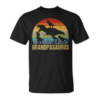 Grandpasaurus 3 Kids For Dad Grandpa Fathers Day Unisex T-Shirt | Mazezy