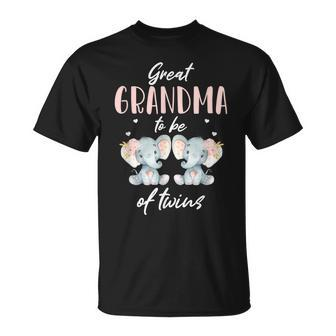 Great Grandma Of Twins Elephant Baby Shower Girl Decorations Unisex T-Shirt | Mazezy
