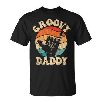 Mens Groovy Daddy 70S Aesthetic Nostalgia 1970S Retro Groovy Dad T-Shirt - Seseable