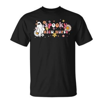 Groovy Ghost Halloween Floral Spooky Nicu Nurse T-shirt - Thegiftio UK