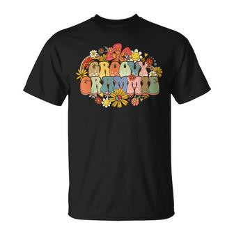 Groovy Grammie Vintage Women Colorful Flowers Design Grandma Unisex T-Shirt | Mazezy