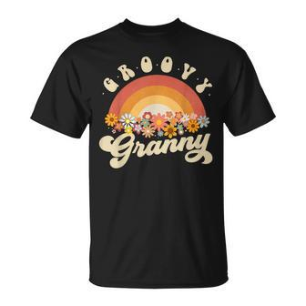Groovy Granny Retro Rainbow Colorful Flowers Design Grandma Unisex T-Shirt | Mazezy