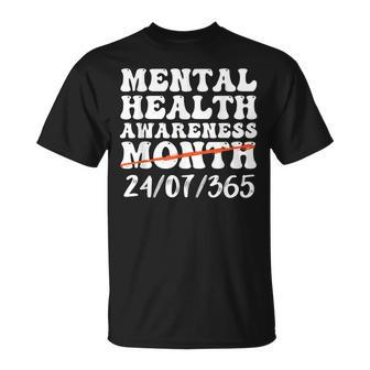 Groovy In May We Wear Green Mental Health Awareness Design Unisex T-Shirt | Mazezy