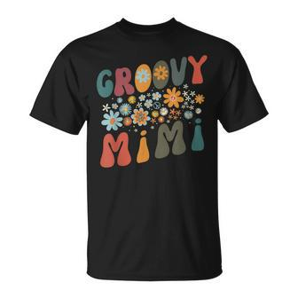 Groovy Mimi Retro Colorful Flowers Design Grandma Unisex T-Shirt | Mazezy