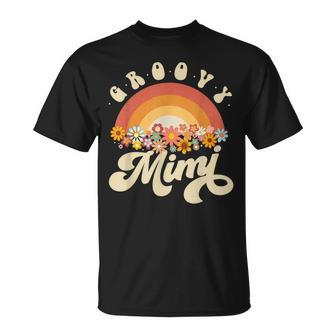 Groovy Mimi Retro Rainbow Colorful Flowers Design Grandma Unisex T-Shirt | Mazezy