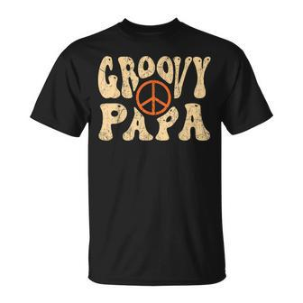 Mens Groovy Papa 70S Aesthetic Nostalgia 1970S Retro Dad T-Shirt - Seseable