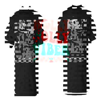 Groovy Retro Have A Holly Xmas Jolly Vibes Christmas Hippie T-shirt - Thegiftio