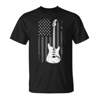 Guitar American Us Flag Music Player Electric Guitarist T-Shirt - Seseable