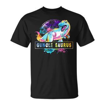 Guncle Saurus Dinosaur T Rex Rainbow Pride Color Gay Uncle Unisex T-Shirt | Mazezy