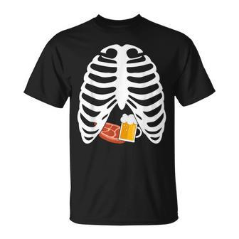 Halloween Beer & Steak Costume Skeleton Rib Cage T-shirt - Thegiftio UK