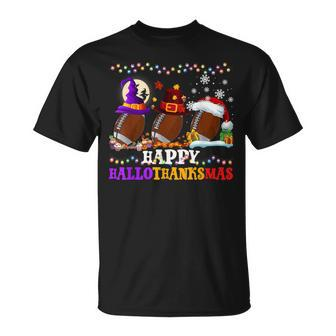 Halloween Christmas Thanksgiving Hallothanksmas Football T-shirt - Thegiftio UK