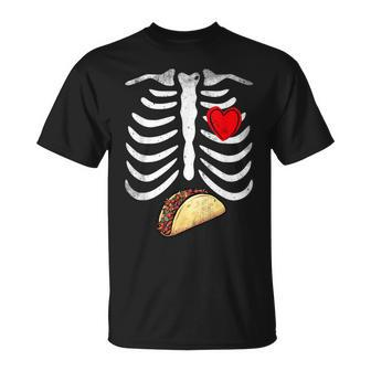 Halloween Dad Skeleton Taco Belly Funny Pregnancy Couple Men Unisex T-Shirt | Mazezy
