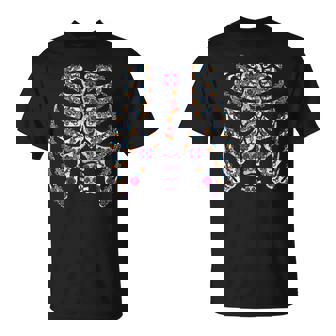 Halloween Day Of Dead Skeleton Flowers Decorated V2 T-shirt - Thegiftio