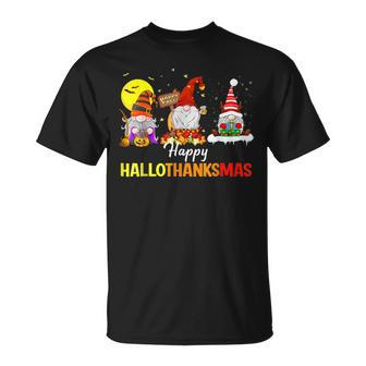 Halloween Gnomes Happy Hallothanksmas Thanksgiving Christmas V4 T-shirt - Thegiftio UK