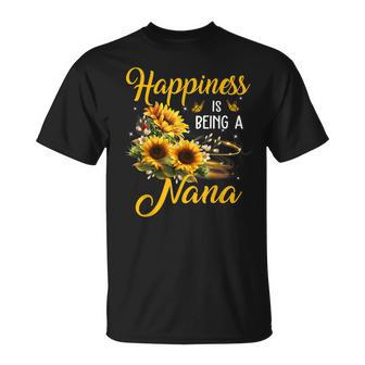 Happiness Is Being A Nana Sunflower Lovers Mom Grandma Unisex T-Shirt | Mazezy