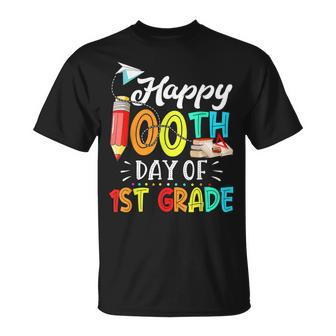 Happy 100Th Day Of 1St Grade 100 School Days Teacher Kids V4T-shirt - Seseable
