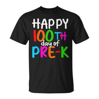 Happy 100Th Day Of Pre-K 100 School Days Teacher Students T-shirt - Seseable