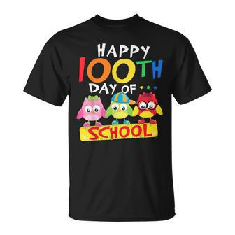 Happy 100Th Day Of School Owl 100 Days Teacher T-shirt - Thegiftio UK
