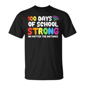Happy 100Th Day Of School Strong Virtual Teacher Student T-shirt - Thegiftio UK