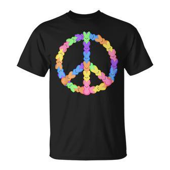 Happy Easter Bunny Peace Sign Cute Easter Basket Eggs Kids Unisex T-Shirt | Mazezy