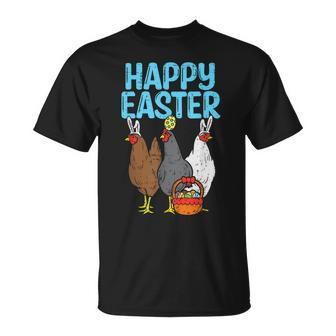 Happy Easter Chicken Bunnies Egg Poultry Farm Animal Farmer Unisex T-Shirt | Mazezy