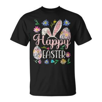 Happy Easter Sayings Egg Bunny Unisex T-Shirt | Mazezy