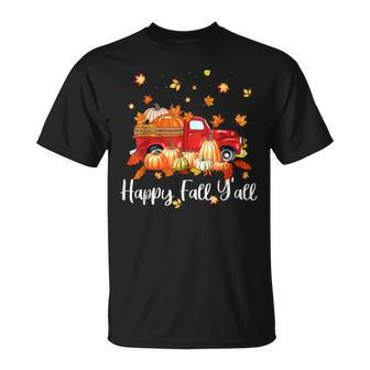 Happy Fall Yall Pumpkins Print Maple Farm Truck Autumn Fall T-shirt - Thegiftio UK