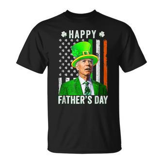 Happy Fathers Day Joe Biden St Patricks Day Leprechaun Hat T-Shirt - Seseable