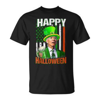Happy Halloween Leprechaun Biden Irish St Patrick Day T-Shirt - Seseable