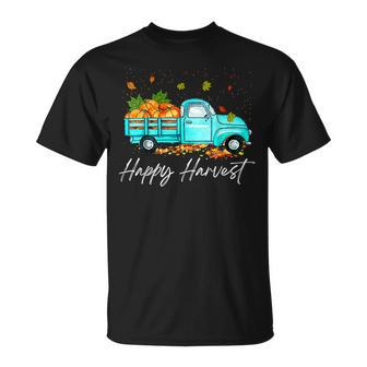 Happy Harvest Fall Season Pumpkin Truck Thanksgiving Vintage V2 T-shirt - Thegiftio UK