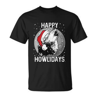 Happy Howlidays Shirt Christmas Wolf Unisex T-Shirt - Monsterry