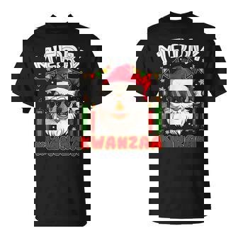 Happy Kwanzaa Kinara Candles African American Santa Xmas T-shirt - Thegiftio