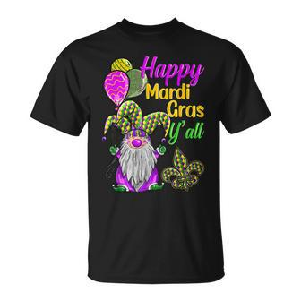 Happy Mardi Gras Yall Gnome Mardi Gras 2023 Beads Mask T-Shirt - Seseable