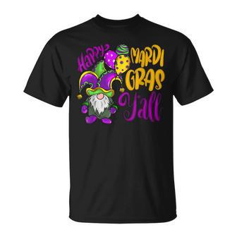 Happy Mardi Gras Yall Gnome Mardi Gras 2023 Beads Mask V2 T-Shirt - Seseable