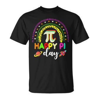 Happy Pi Day Mathematic Math Teacher Leopard Rainbow V4 T-Shirt - Seseable