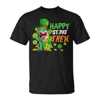 Happy St Pat Rex Dinosaur Saint Patricks Day For Boys Girls T-Shirt - Seseable