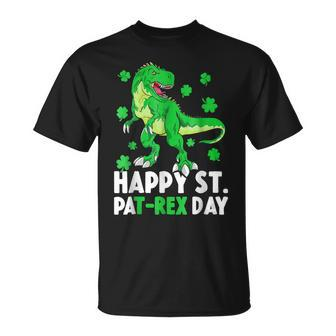 Womens Happy St Pat Rex Dinosaur Saint Patricks Day T-Shirt - Seseable
