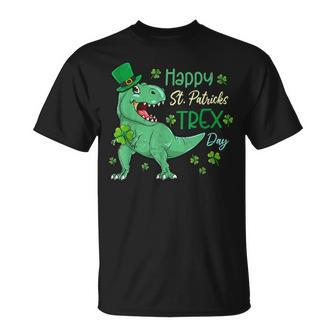 Happy St Pat T Rex Saint Patricks Day Dinosaur Boys Kids T-Shirt - Seseable
