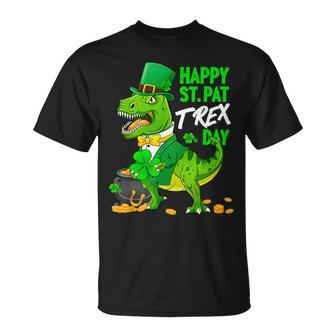 Happy St Pat T-Rex Saint Patricks Day Dinosaur Boys Kids T-Shirt - Seseable